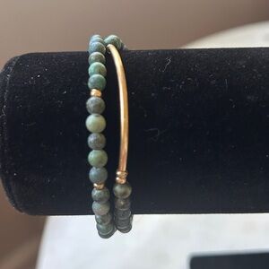 Cecelia African turquoise Green and‎ Gold Beaded Bracelet